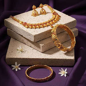 Elegant Gold & Diamond Earrings View 3