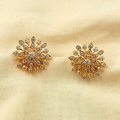 Elegant Gold & Diamond Earrings View 1